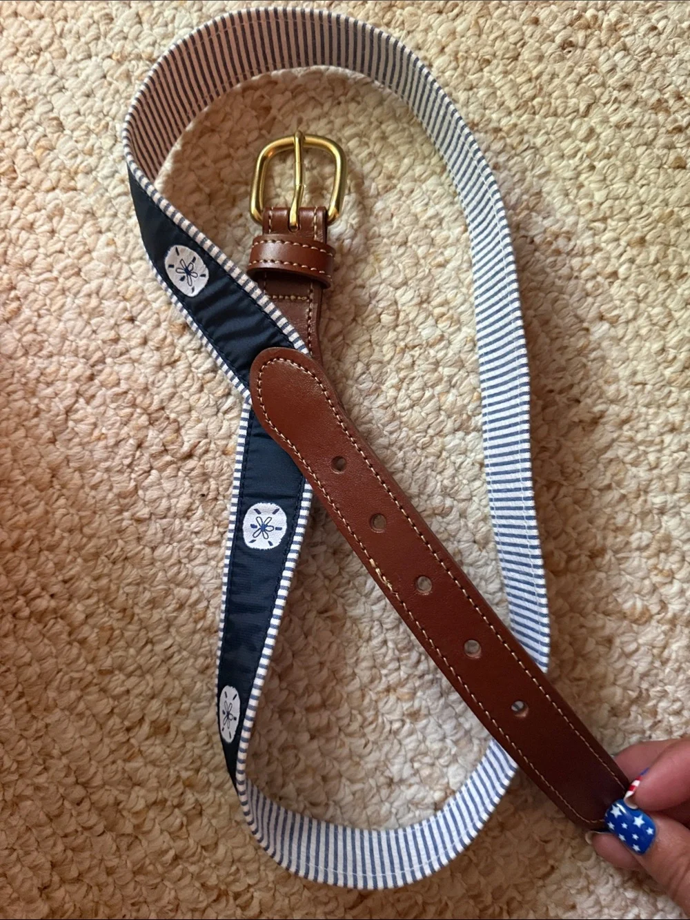 Country club prep swanky sand dollar belt. Size 36 and 38